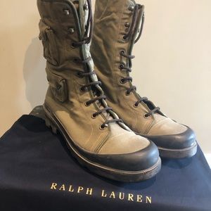 RALPH LAUREN CANVAS COMBAT BOOTS